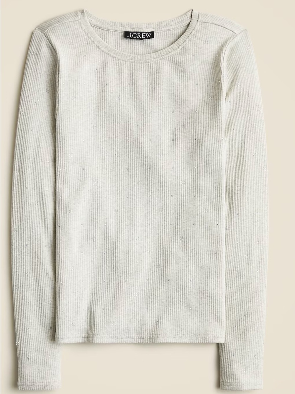 NWT J.Crew Vintage Lightweight Ribbed Crewneck Embellishment T-Shirt Oatmeal M